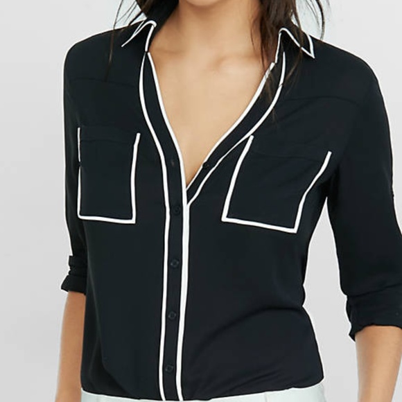 Express Tops - NWT Piped Slim Fit Button Up Portofino Shirt
